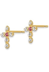 entrancing teeny-tiny cross gold earrings with cubic zirconia
